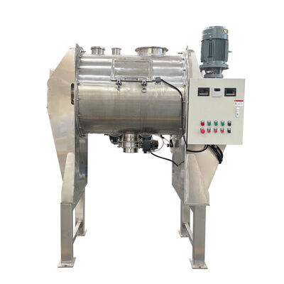 Misturador de arado de aço inoxidável com sistema de controlo PLC e descarga pneumática para mistura industrial